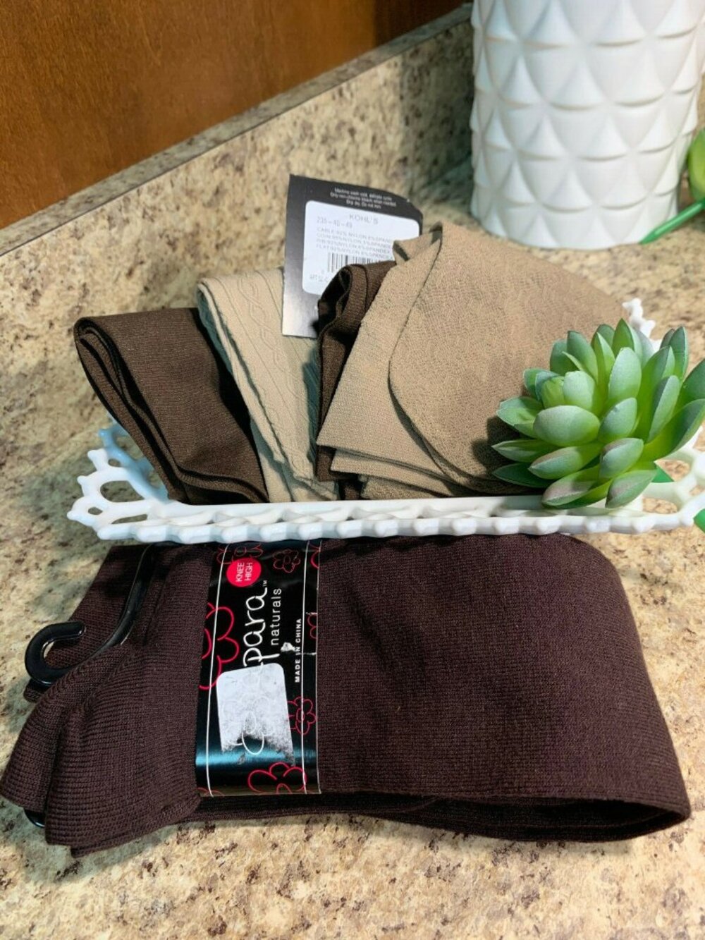 6pk Socks Women's Trouser Socks 9-11 Knee High Brown Tan-2pk Knee High U11w